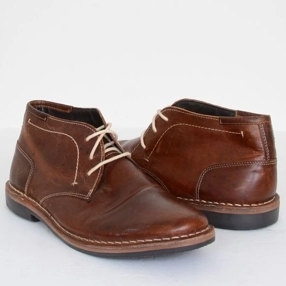 STEVE MADDEN P IVON Wood 982 Brown Leather Lace Up Chukka Boots